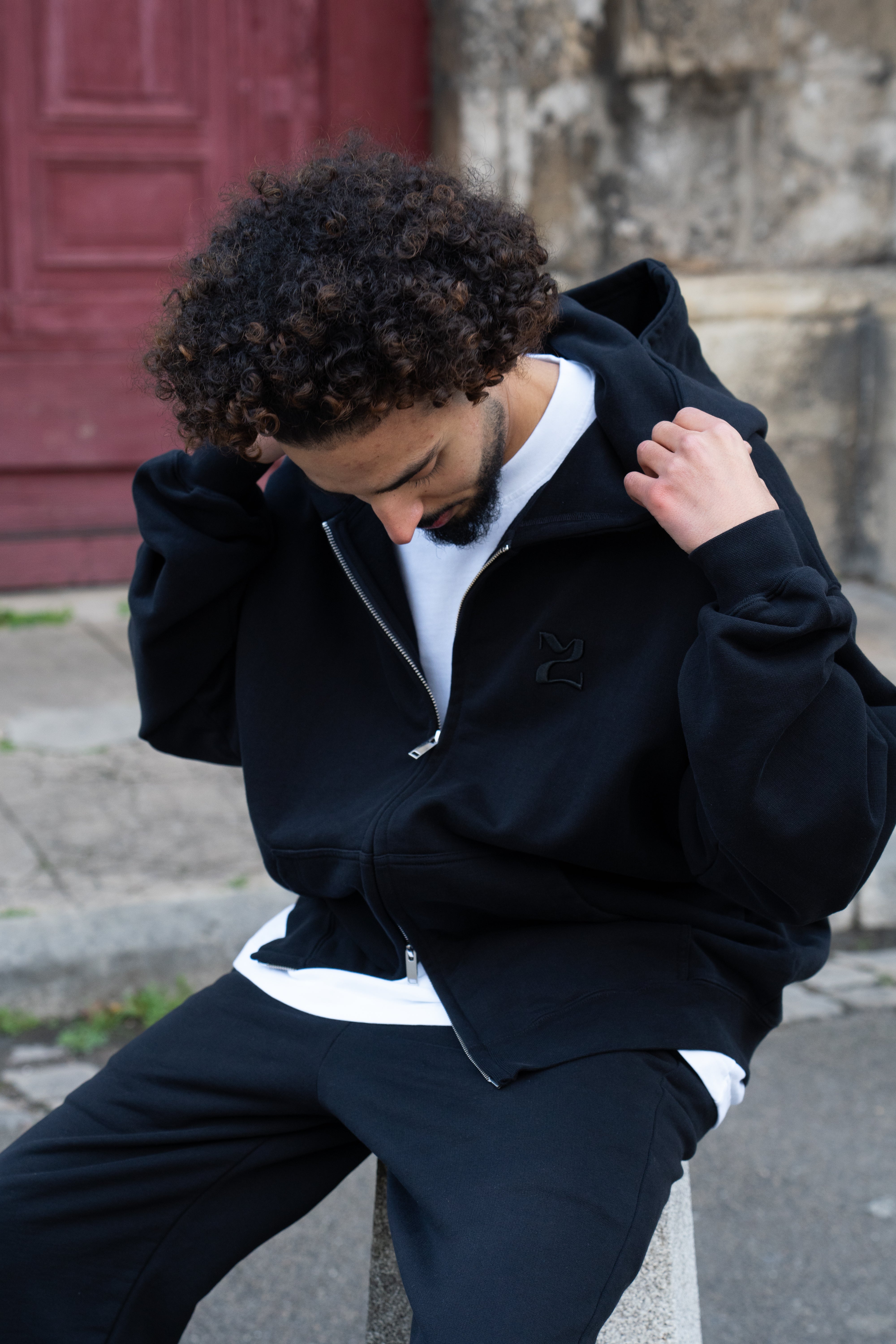 Sweat à capuche zippé oversize 500 Grammes "MIDNIGHT"