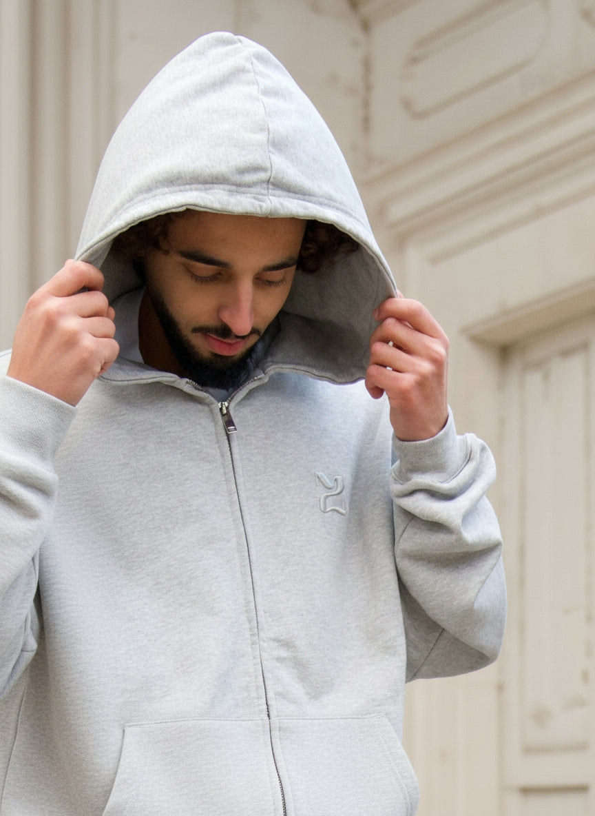 Sweat à capuche zippé oversize 500 Grammes "SOFT STONE"