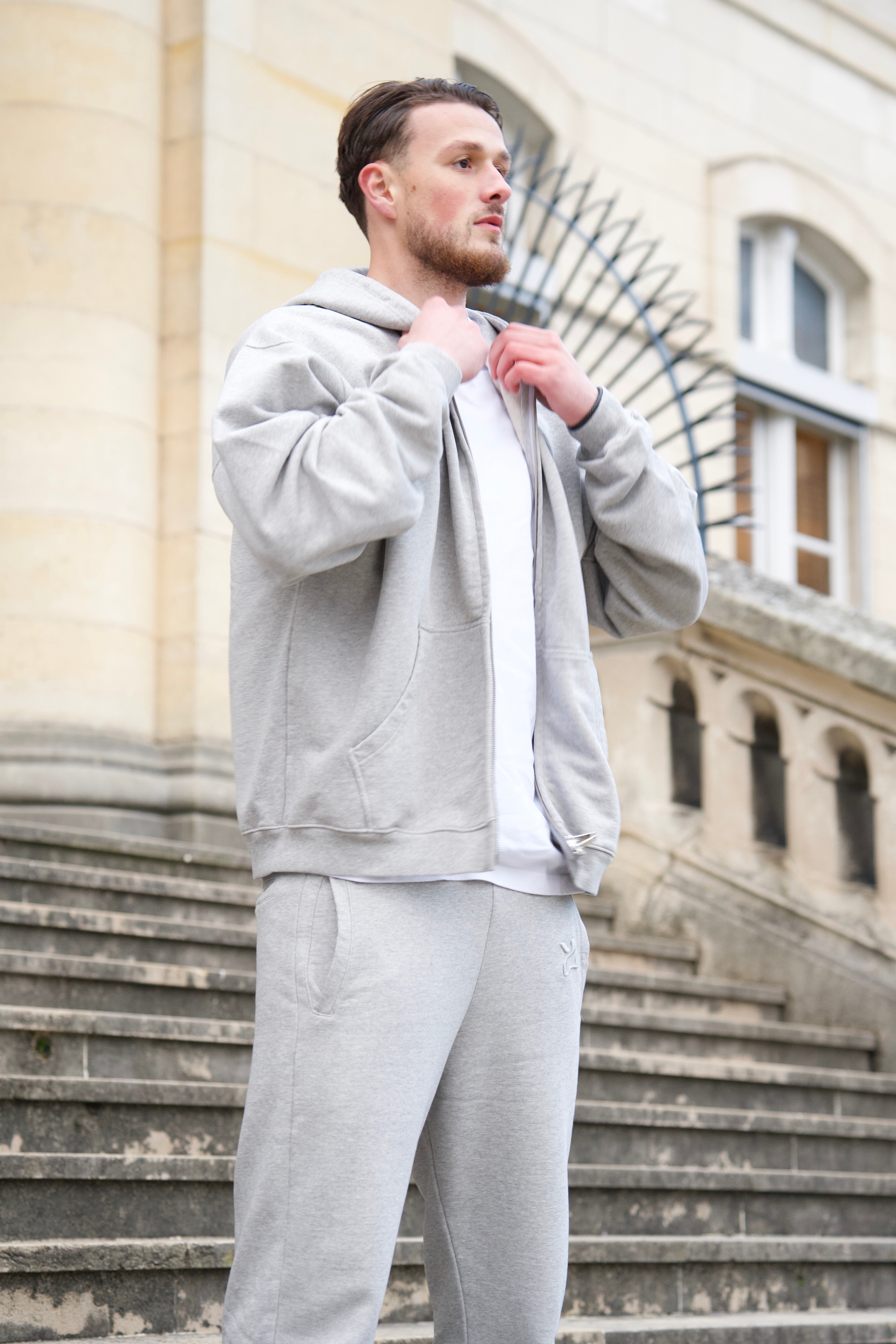 Sweat à capuche zippé oversize 500 Grammes "SOFT STONE"