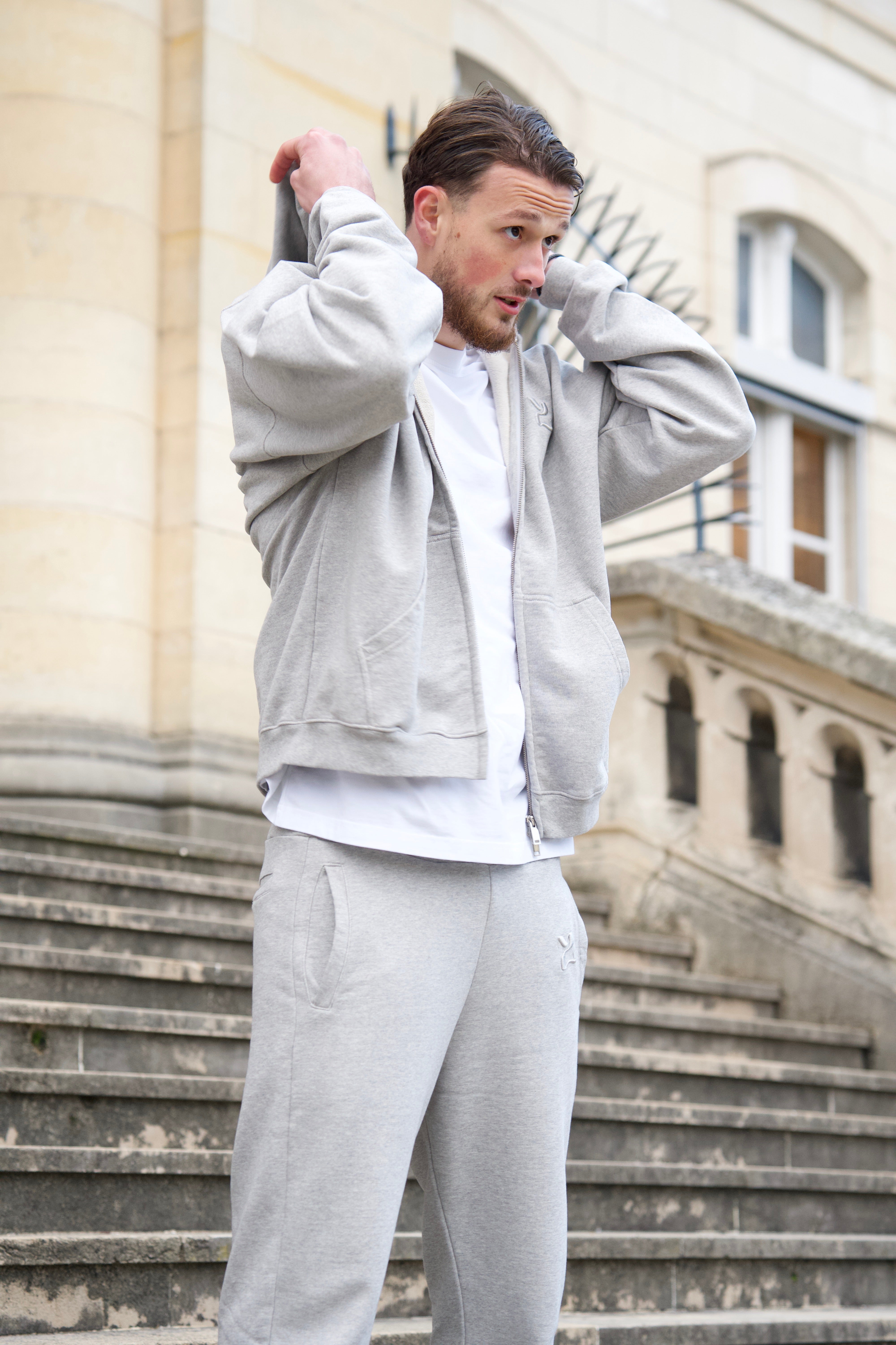 Sweat à capuche zippé oversize 500 Grammes "SOFT STONE"