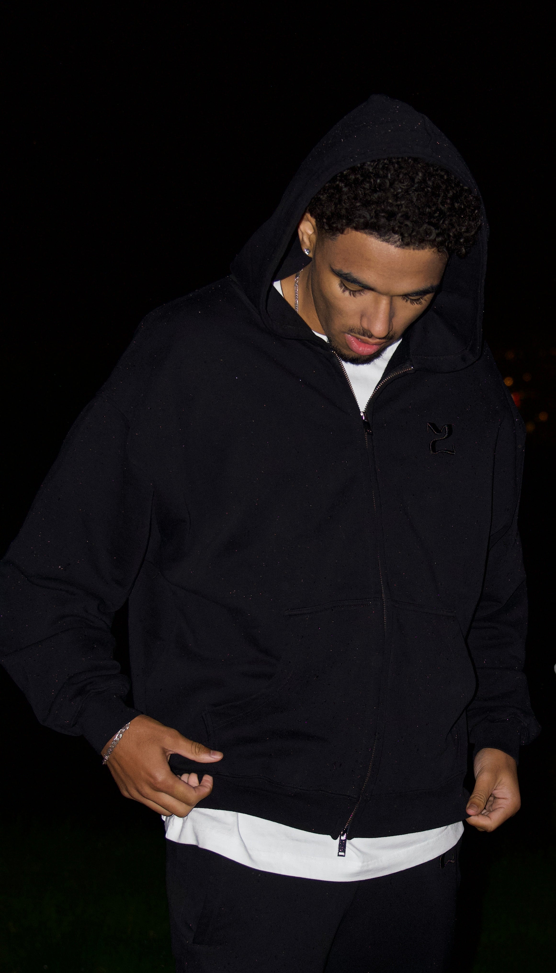 Sweat à capuche zippé oversize 500 Grammes "MIDNIGHT"