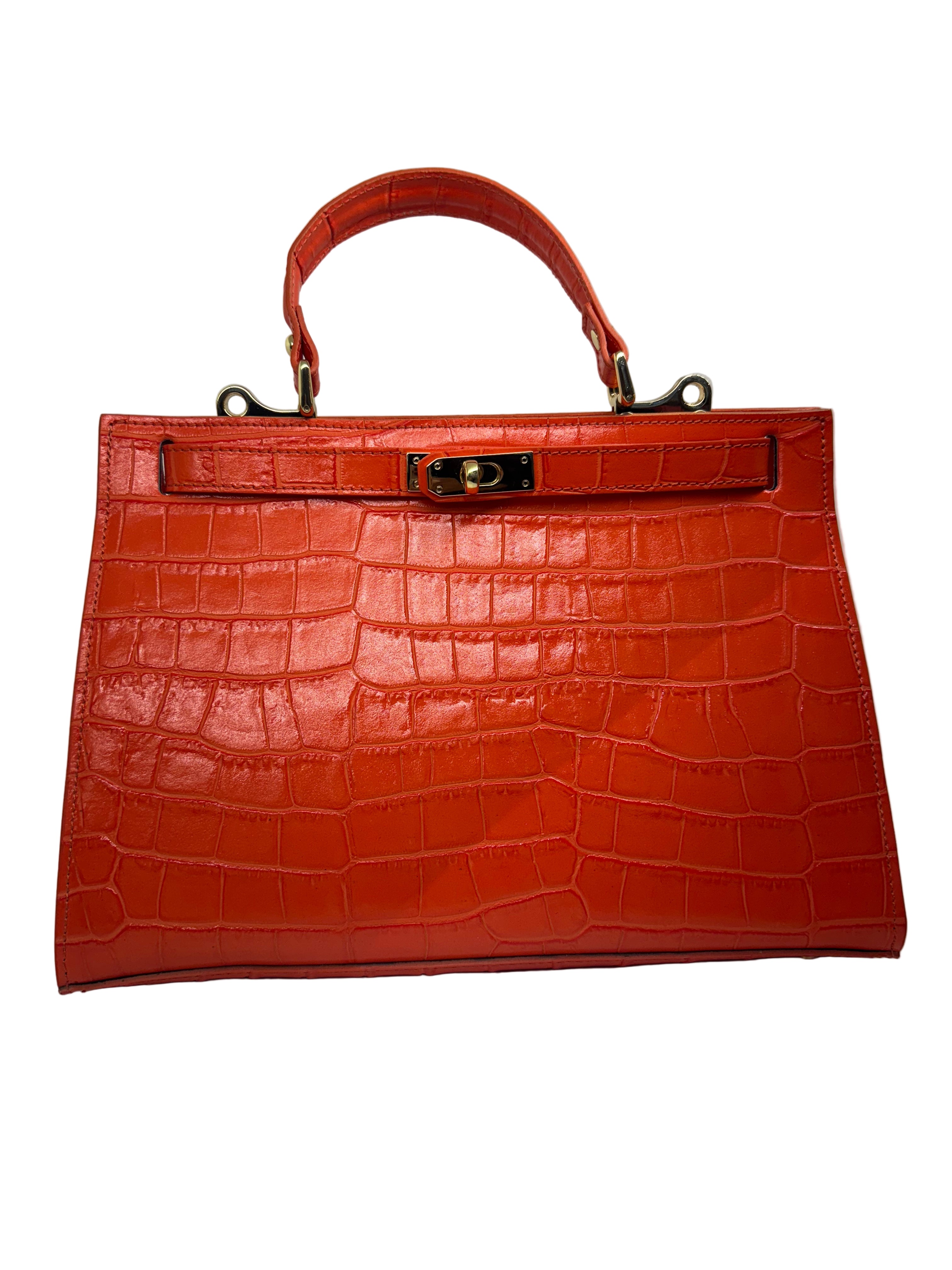 Sac à Main Cuir Croco Orange "ARIANA"