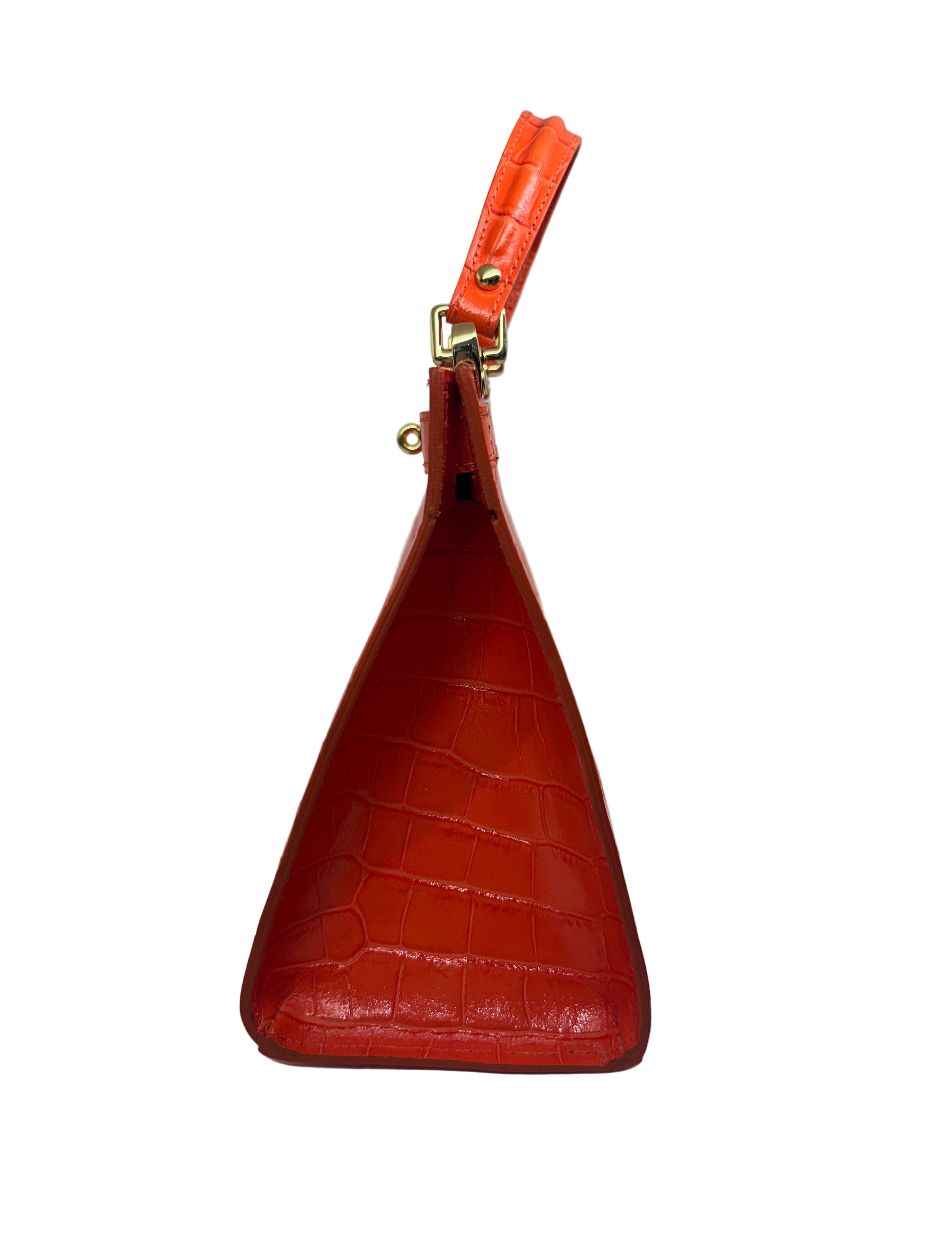 Sac à Main Cuir Croco Orange "ARIANA"