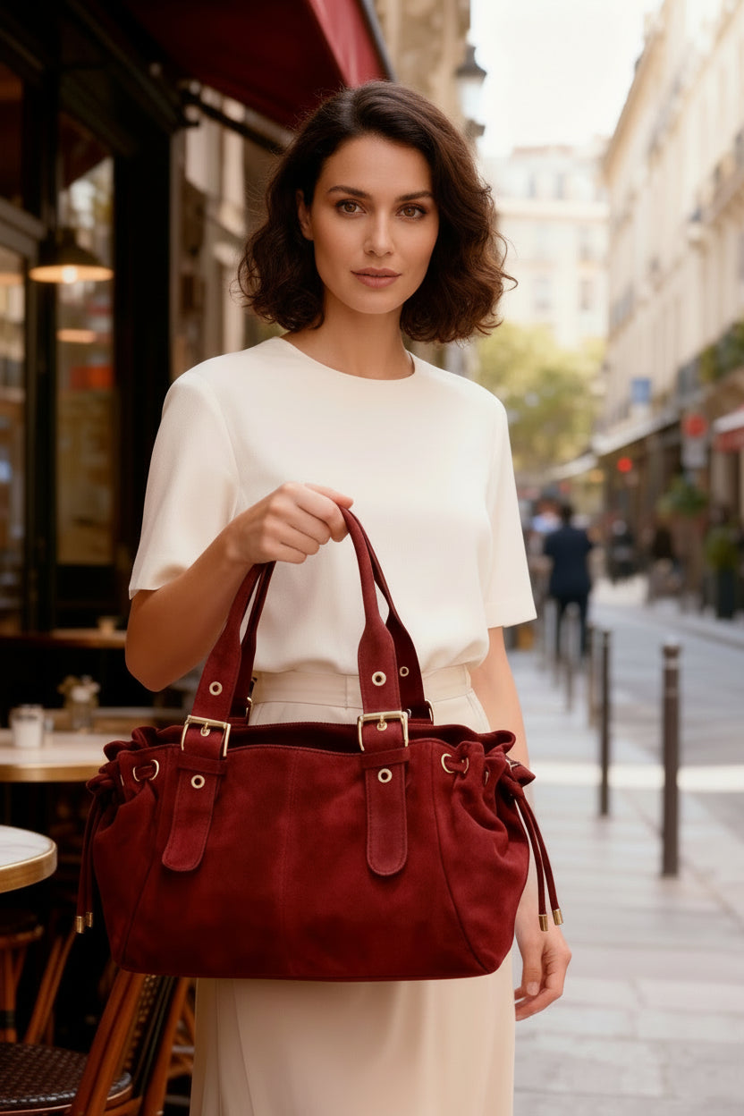 Sac à Main Cuir Suédé & Style Hobo "AMINA"