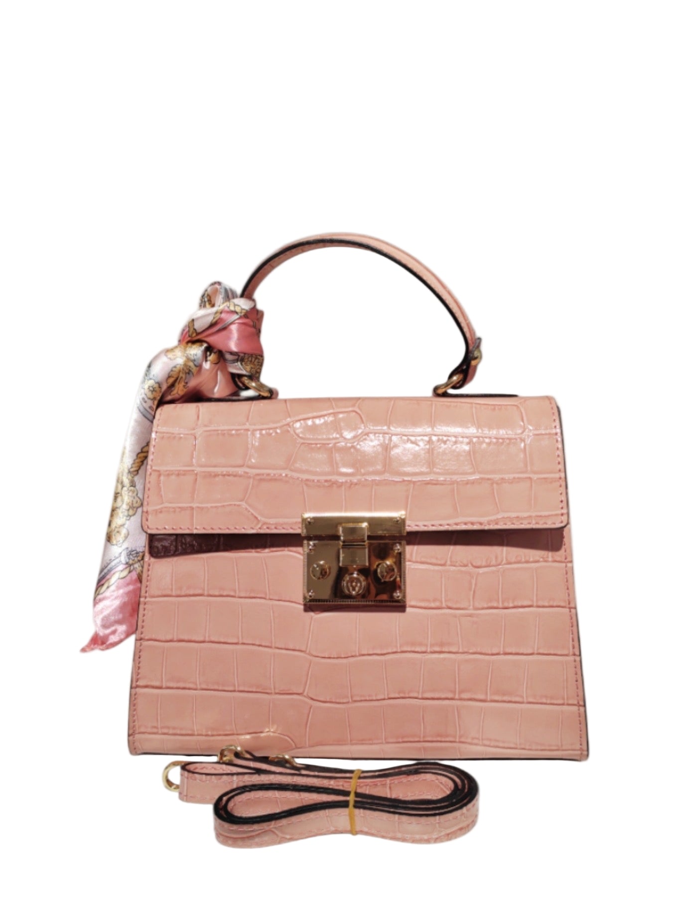 Sac à Main Cuir Croco avec Foulard "CLARA"