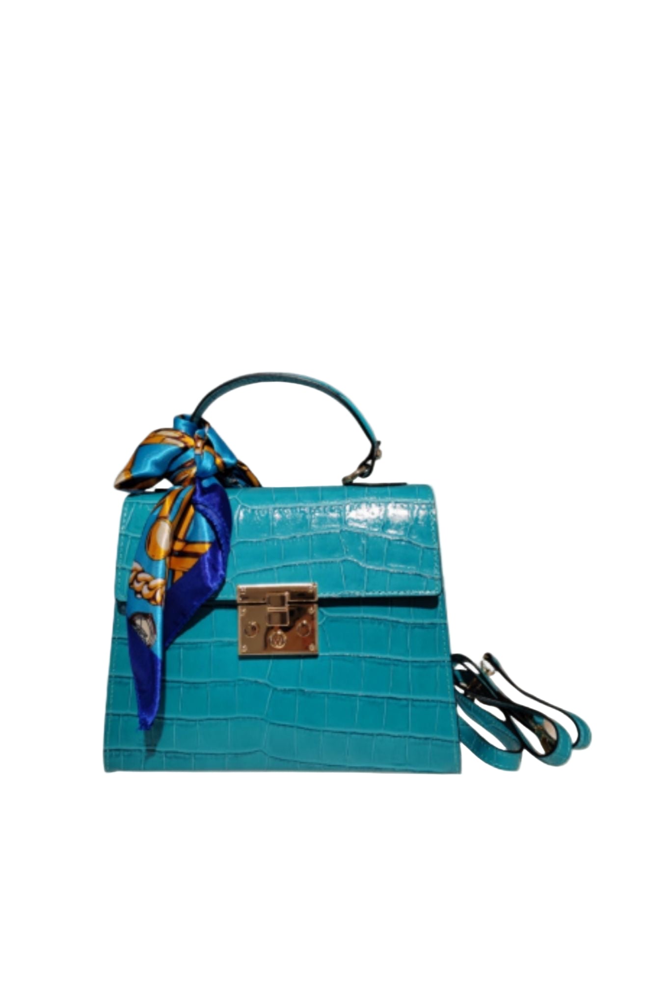 Sac à Main Cuir Croco avec Foulard "CLARA"