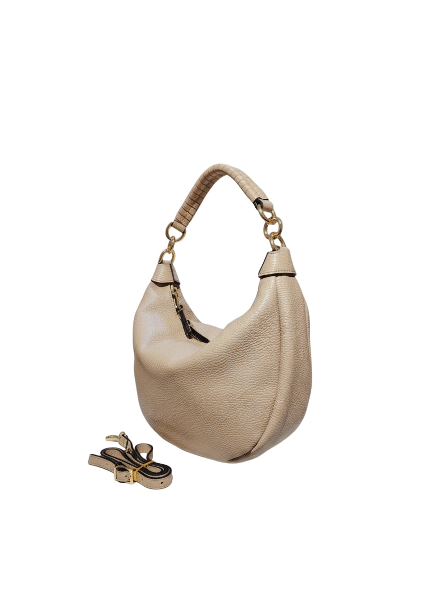 Sac à Main Cuir Grainé, Forme Demi-Lune "LIVIA"