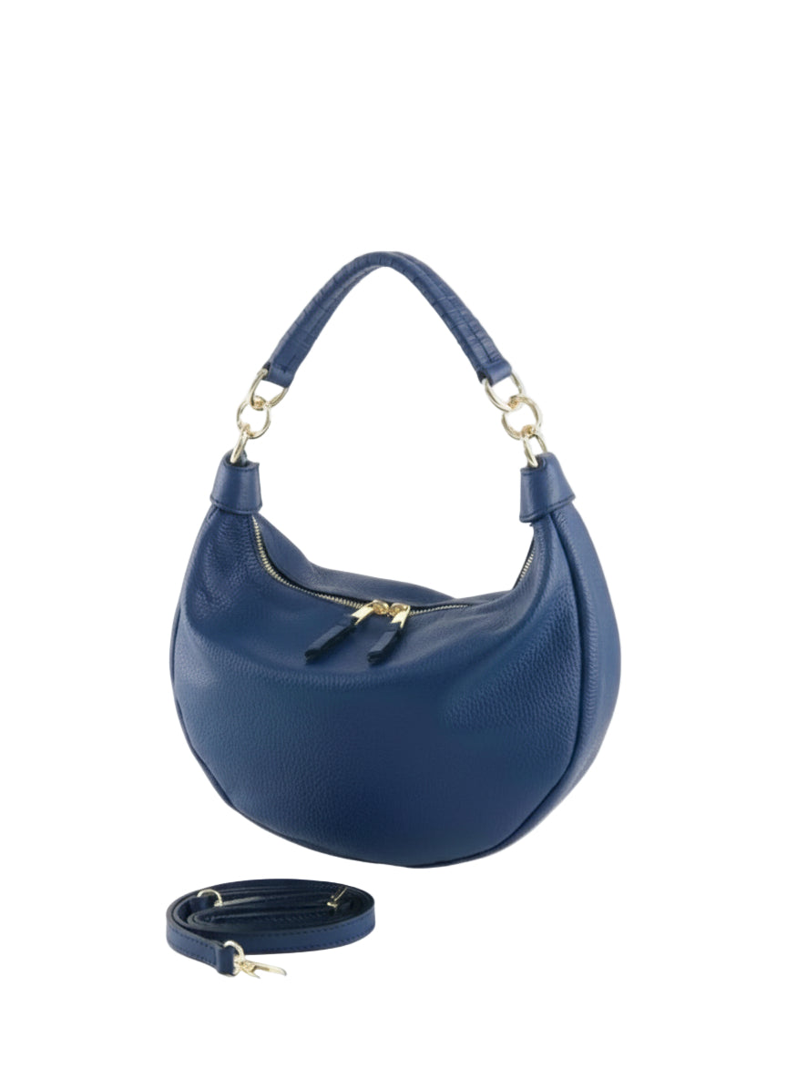 Sac à Main Cuir Grainé, Forme Demi-Lune "LIVIA"