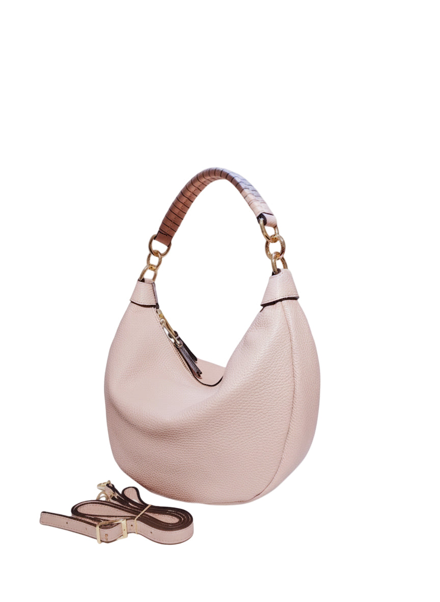 Sac à Main Cuir Grainé, Forme Demi-Lune "LIVIA"