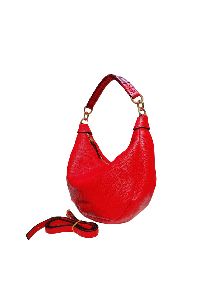 Sac à Main Cuir Grainé, Forme Demi-Lune "LIVIA"