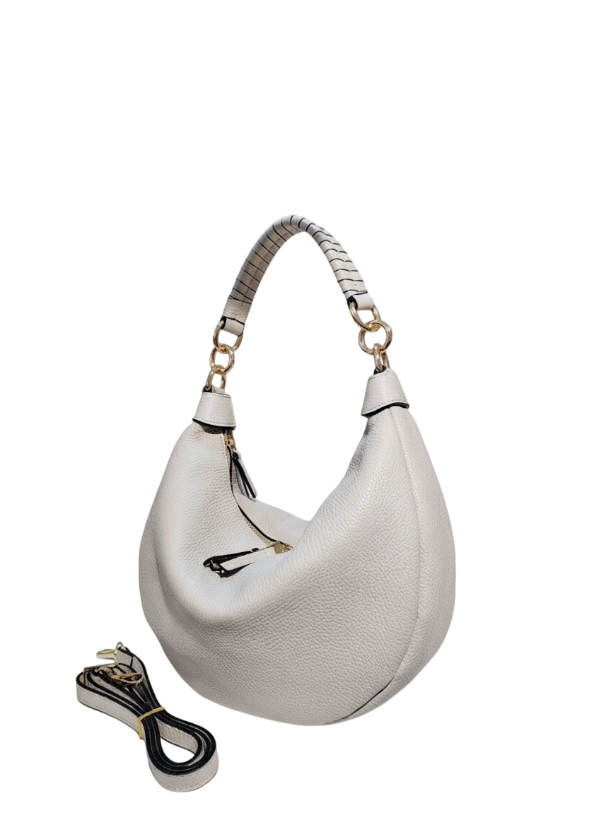 Sac à Main Cuir Grainé, Forme Demi-Lune "LIVIA"