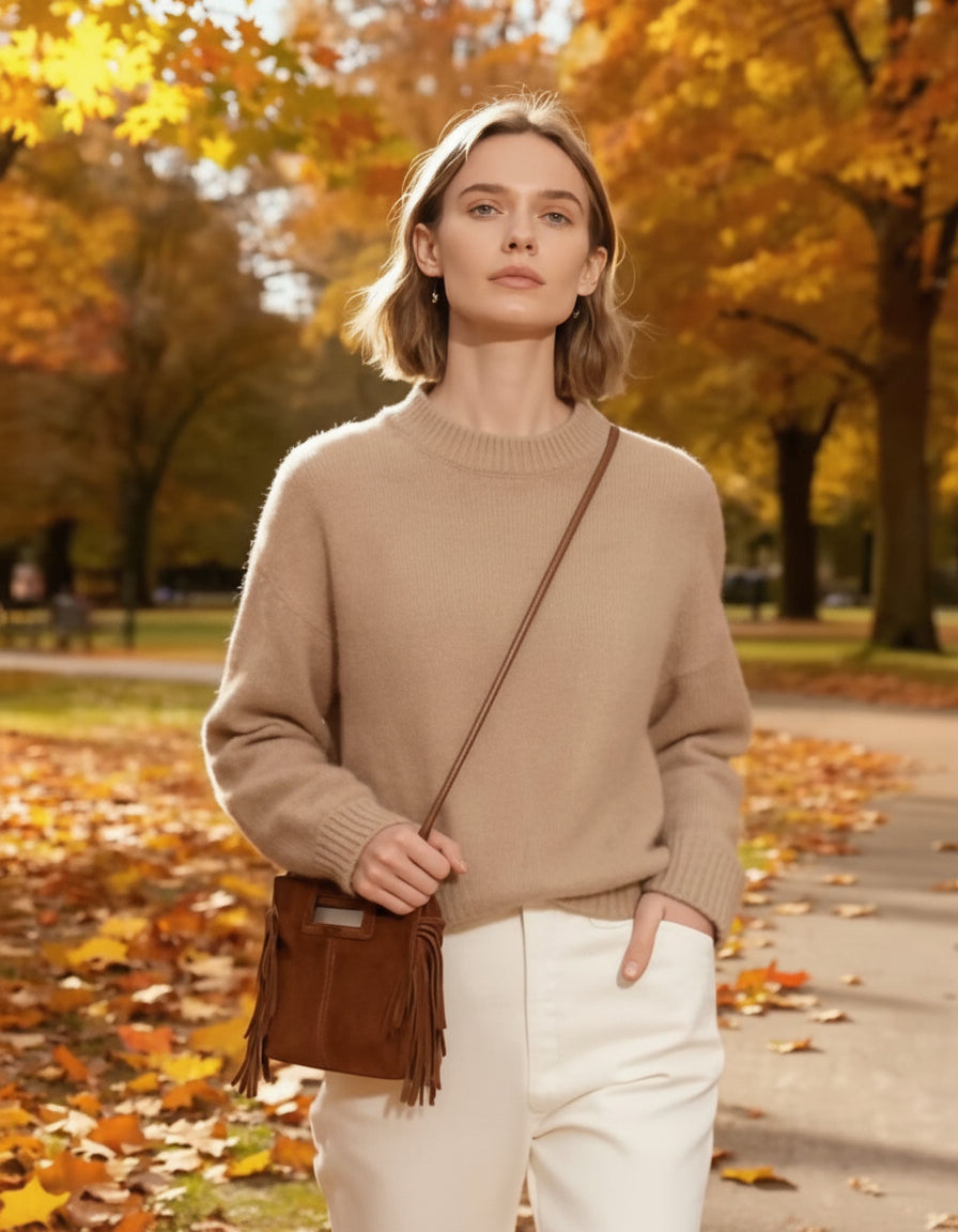 Sac à Main Cuir Nubuck avec Franges "ELLA"