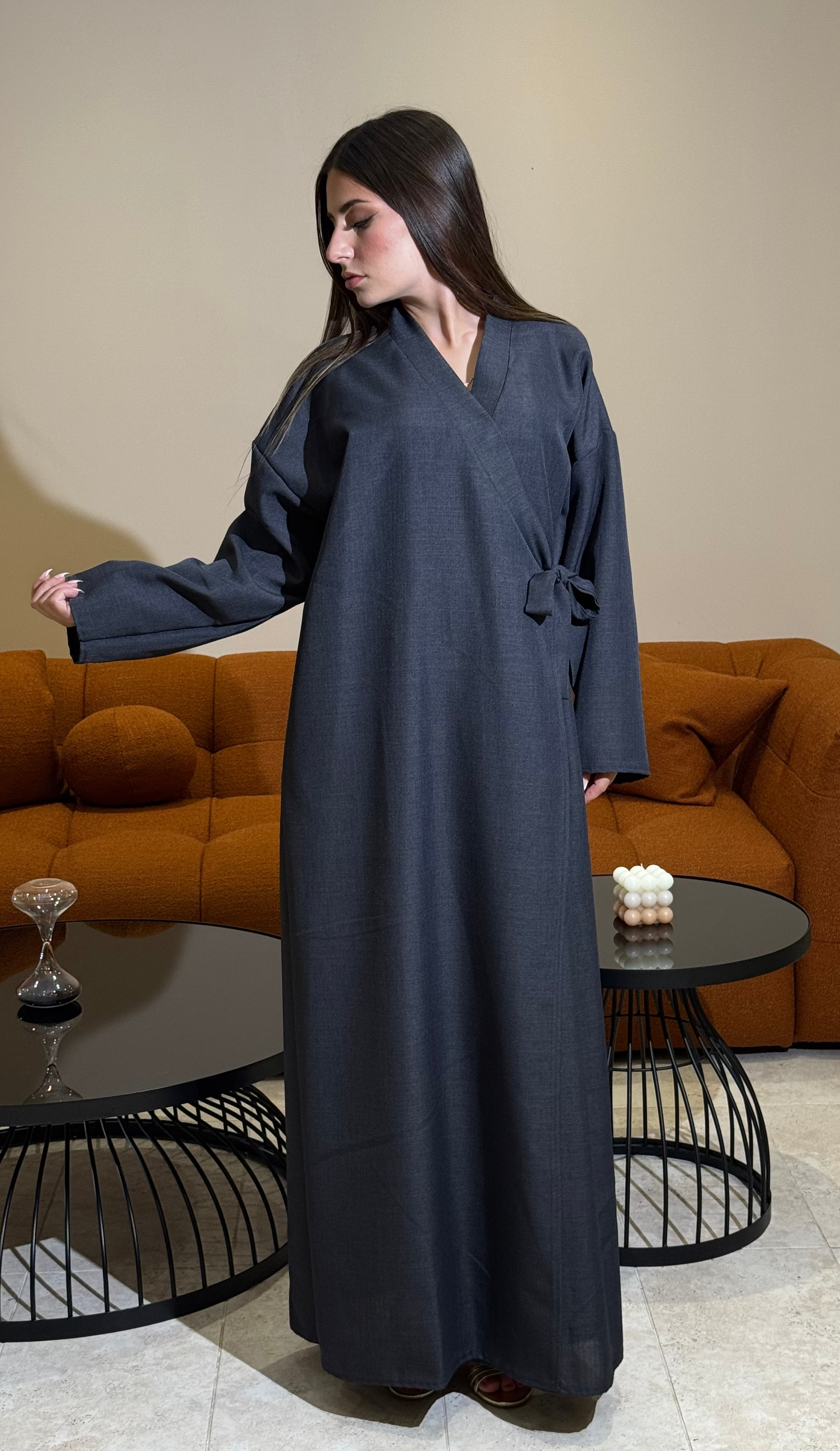 Kimono Gris Anthracite Élégant