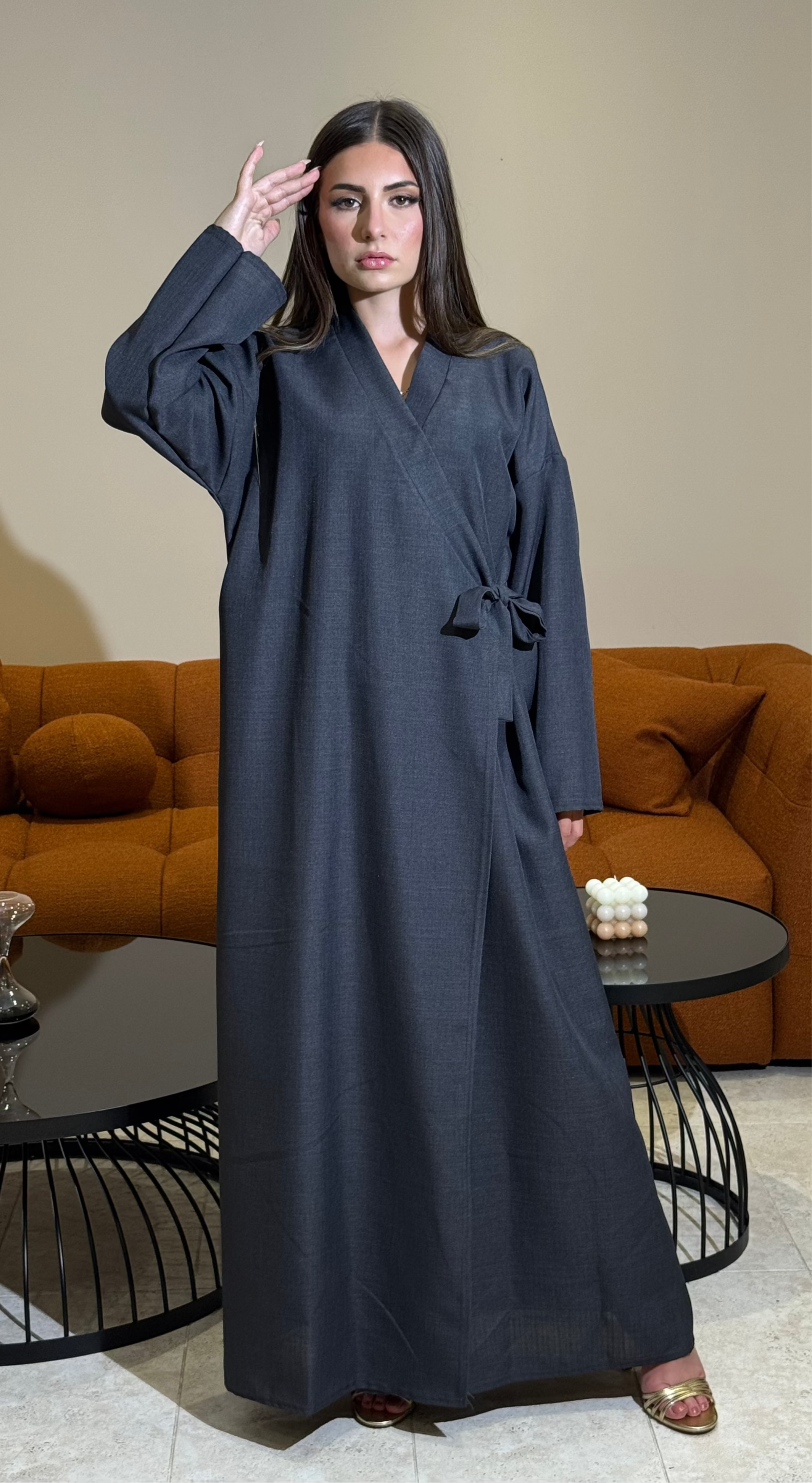 Kimono Gris Anthracite Élégant