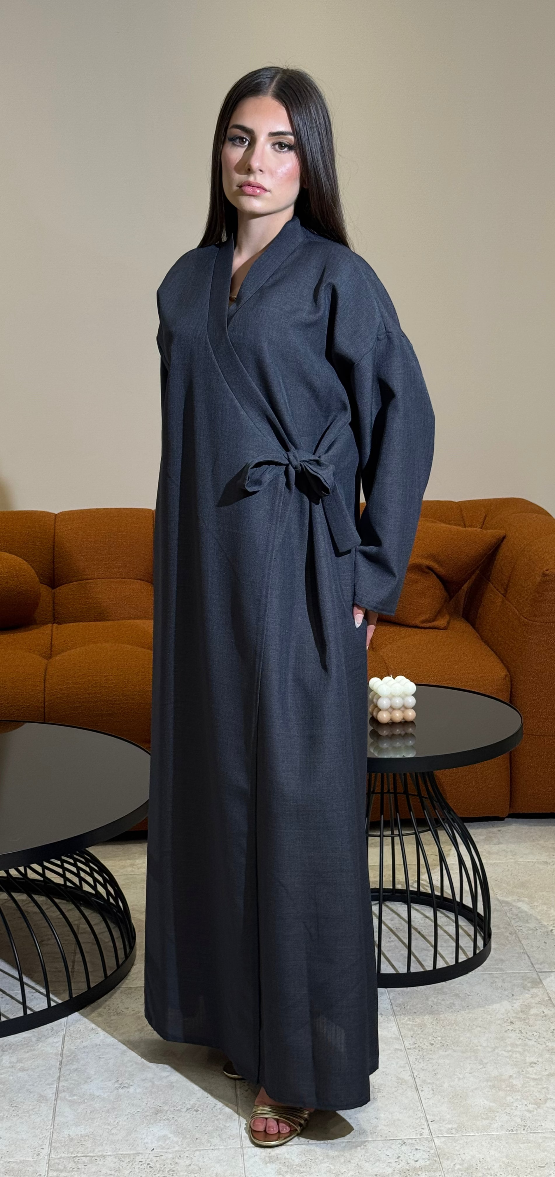 Kimono Gris Anthracite Élégant